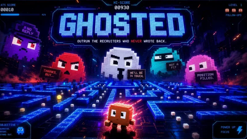 Play Ghosted. Work the job board while four ghosting recruiters chase you. Grab Orby's warm intro and the tables turn. Clear the board before they corner you.